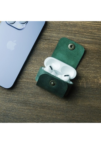 Air Pods Pro 1. Nesil ve 2.nesil Uyumlu Deri Kılıf-Yeşil modelleri
