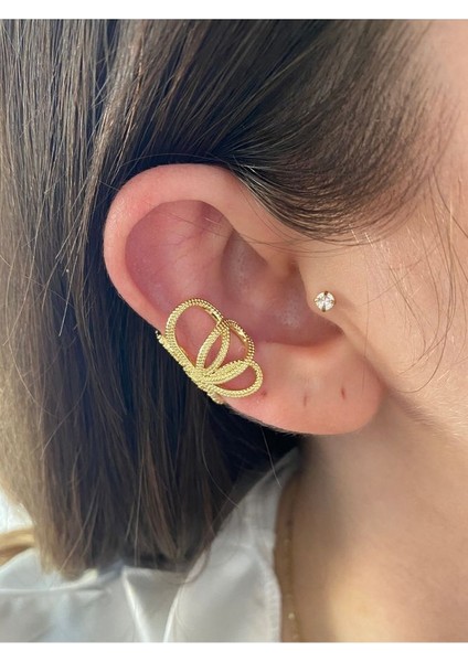 Zirkon Taşlı Kelebek Çift Taraflı Kadın Earcuff Kıkırdak Küpe fırsatları