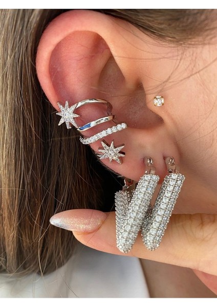 Kutup Yıldızı Altın Kaplama Kadın Earcuff Kıkırdak Küpe