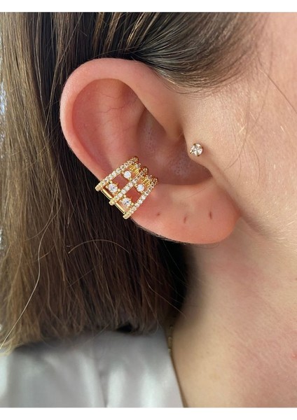 3 Sıra Zirkon Taşlı Kadın Earcuff Kıkırdak Küpe fiyatları