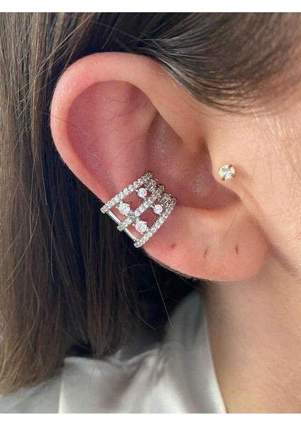 3 Sıra Zirkon Taşlı Kadın Earcuff Kıkırdak Küpe indirimleri
