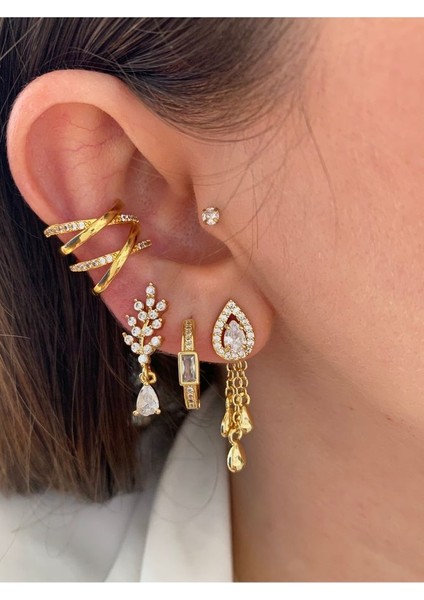 Zirkon Taşlı Çapraz Kadın Earcuff Kıkırdak Küpe fiyatları