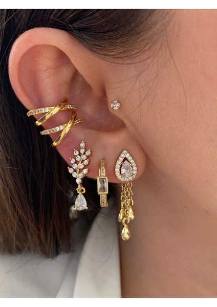 Zirkon Taşlı Çapraz Kadın Earcuff Kıkırdak Küpe fırsatları