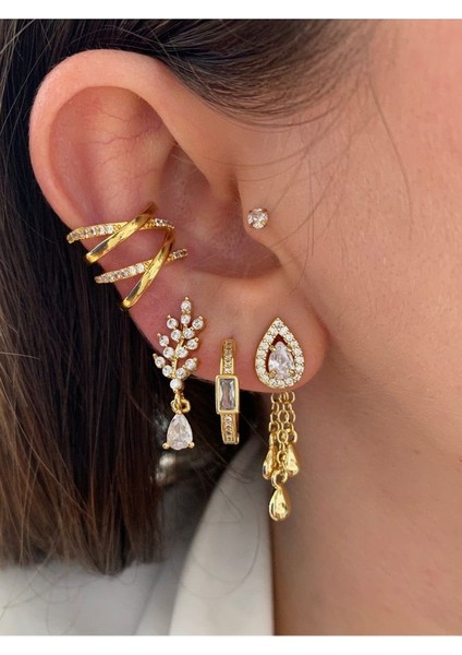 Zirkon Taşlı Çapraz Kadın Earcuff Kıkırdak Küpe indirimleri