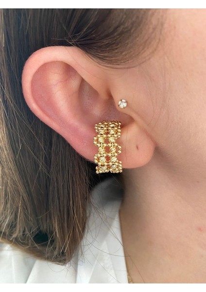 Pinery Jewels Kalın Halka Kadın Earcuff Kıkırdak Küpe