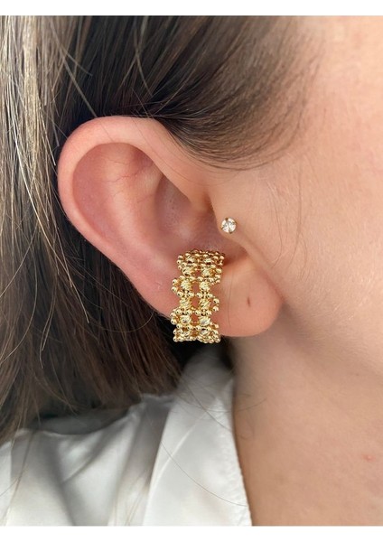 Pinery Jewels Kalın Halka Kadın Earcuff Kıkırdak Küpe