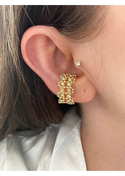 Pinery Jewels Kalın Halka Kadın Earcuff Kıkırdak Küpe