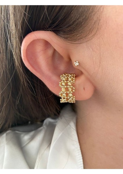 Pinery Jewels Kalın Halka Kadın Earcuff Kıkırdak Küpe