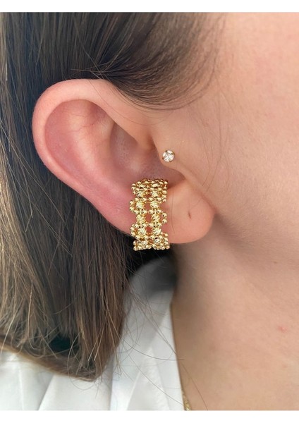 Pinery Jewels Kalın Halka Kadın Earcuff Kıkırdak Küpe