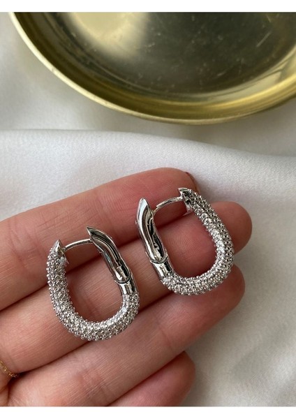 Vıp - Sıralı Zirkon Taşlı Oval Altın Kaplama Küpe Çifti modelleri