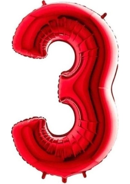 ^^ 34 Inç "3 " * Kırmızı * Renk Rakam Folyo Balon