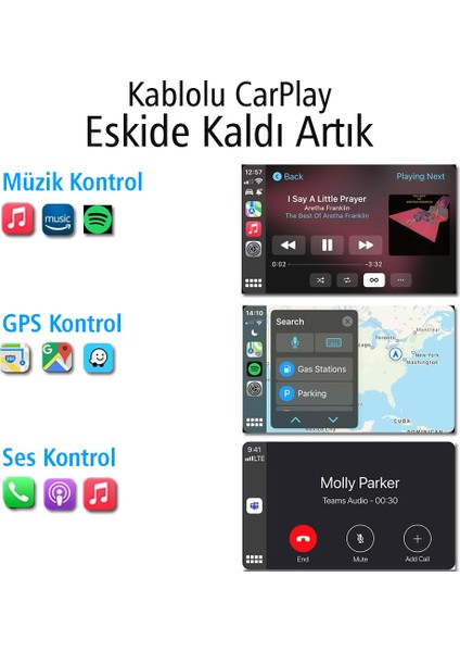 Powermaster PM-24508 Wireless Kablosuz Apple iphone Carplay Araç Içi Ekran Yansıtma 4.0 Versiyon fiyatları