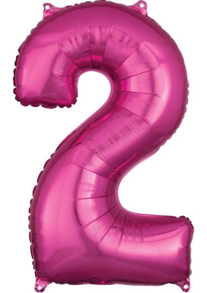 Ata Parti Dünyası ^^ 34 Inç " 2 " * Pembe * Renk Rakam Folyo Balon