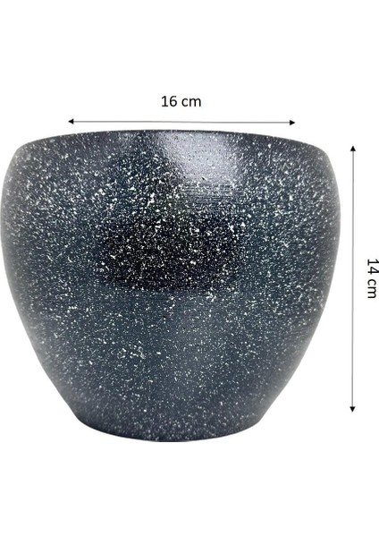 Ev Dekorasyon Gri Granit Toprak Saksı Saksılık Salon Çiçeklik - 15 CM