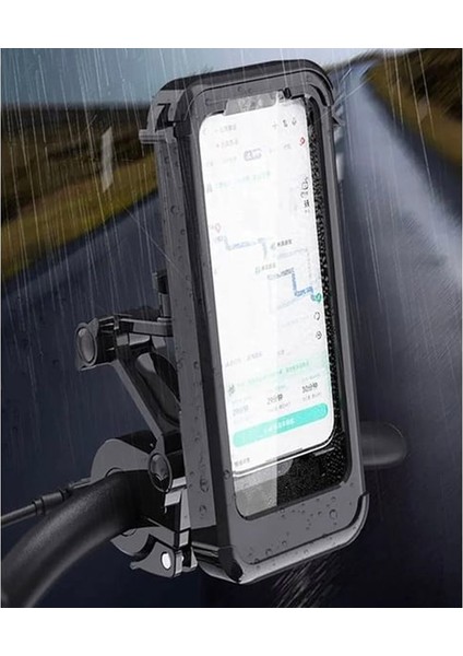 Bisiklet Motosiklet Su Geçirmez Gidon Telefon Tutucu Kilitli ve Yaylı Yüksek Kalite
