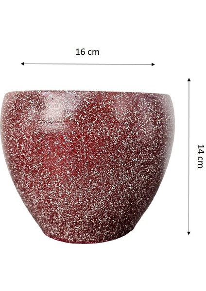 Ev Dekorasyon Bordo Granit Toprak Saksı Saksılık Salon Çiçeklik - 15 CM