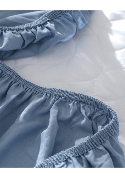 Manon King Size Plus %100 Pamuk Ranforce Lastikli Çarşaf - Koyu Mavi