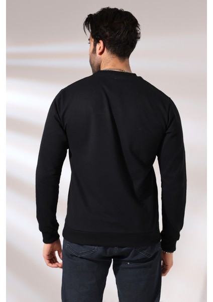 Atatürk Baskılı Bisiklet Yaka Sweatshirt 19157 Siyah fırsatları