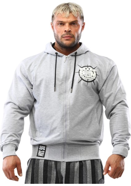 Gri Melanj Kapşonlu Eşofman Üstü Big Sam 3603