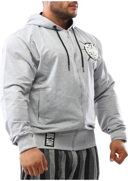 Gri Melanj Kapşonlu Eşofman Üstü Big Sam 3603 fırsatları