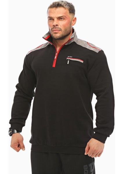 Erkek Kışlık Causal Siyah Sweatshirt Big Sam 4664 fırsatları