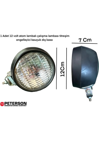 1 Adet 12 Volt Atom Far Çalişma Lambasi Kauçuk Kasa Made In Canada Forklift Kepçe Iş Makinesi