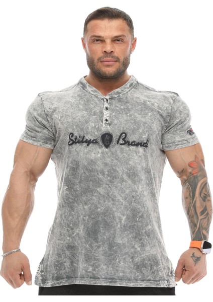 Dar Kesim Eskitme Yıkamalı Tişört Stilya 2886