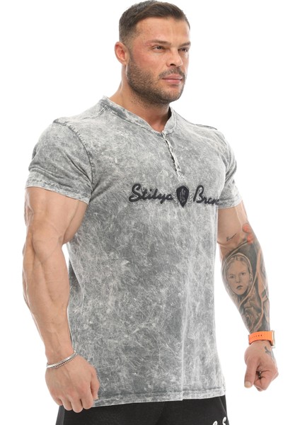 Dar Kesim Eskitme Yıkamalı Tişört Stilya 2886 modelleri