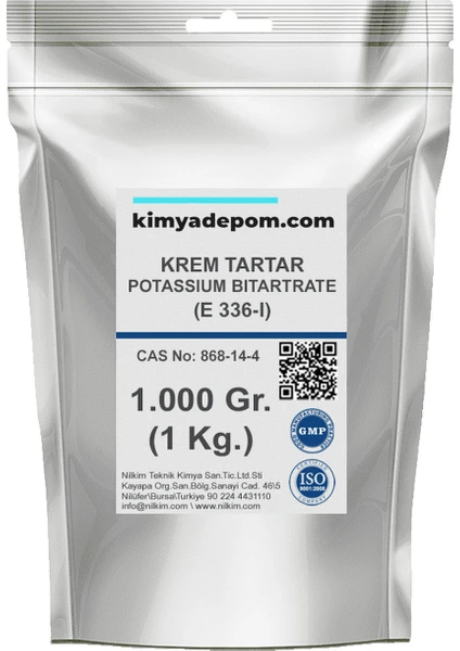 Kimya Depom Potasyum Bitartarat (Krem Tartar) 1 Kg.