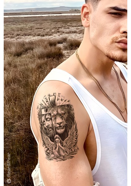 Çarmıh Geçici Aslan ve Hac Dövmesi