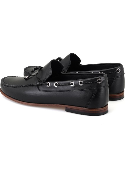 Desa Boris Siyah Erkek Deri Loafer fırsatları
