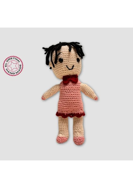 Uretti El Yapımı Amigurumi  Bebek  24CM - Bordo / Pembe