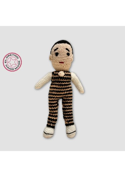 El Yapımı Amigurumi Bebek 21CM - Kahverengi / Siyah