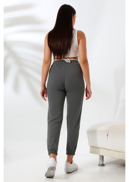 Şardonlu Fitilli Paçası Lastikli Yumuşak Dokulu Eşofman Altı 21726 Füme fırsatları