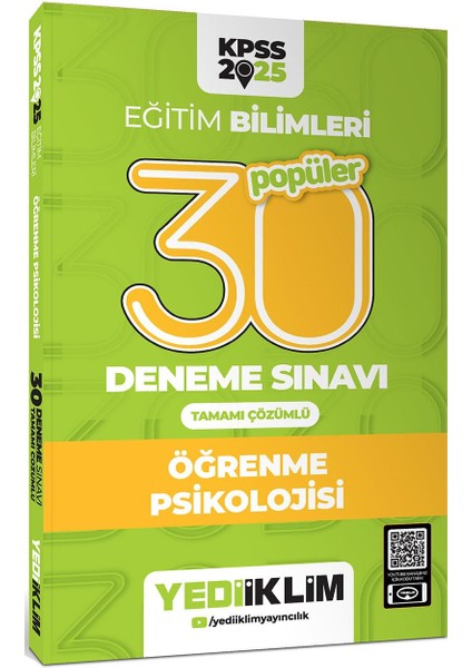 2025 KPSS Eğitim Bilimleri Öğrenme Psikolojisi Popüler Tamamı Çözümlü 30 Deneme Sınavı