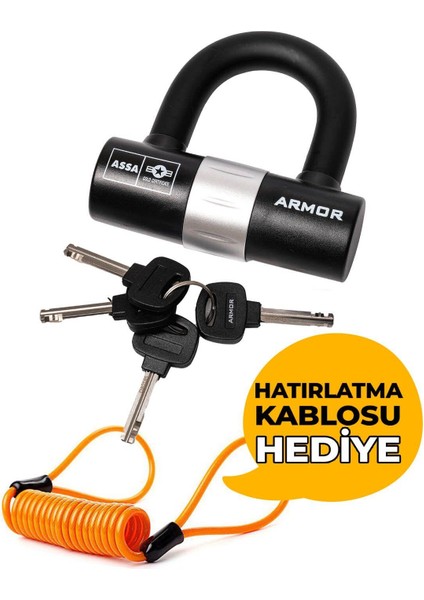 780MV 10X10 cm Boy 12 mm Çapında Motosiklet Disk Kilidi Kelepçeli Çelik U-Bar