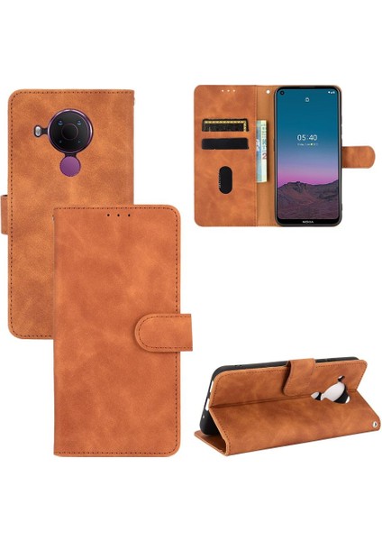 Kart Tutucu Kickstand ile Nokia 5.4 Deri Folio Flip Case Için Kılıf (Yurt Dışından)