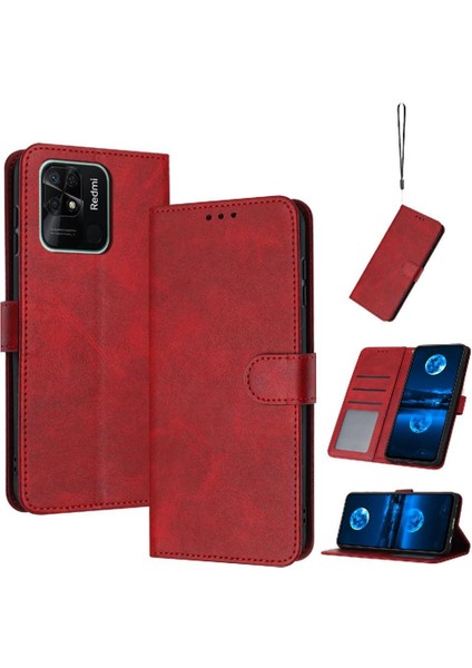 Gx Shop Kart Yuvası ile Toka ile Xiaomi Redmi 10C Pu Deri Için Flip Case (Yurt Dışından)