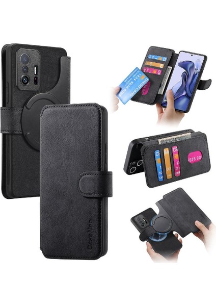 Xiaomi 11T Retro Cüzdan Mıknatıs Koruyucu Malzeme Için Flip Case Kart Standı (Yurt Dışından)