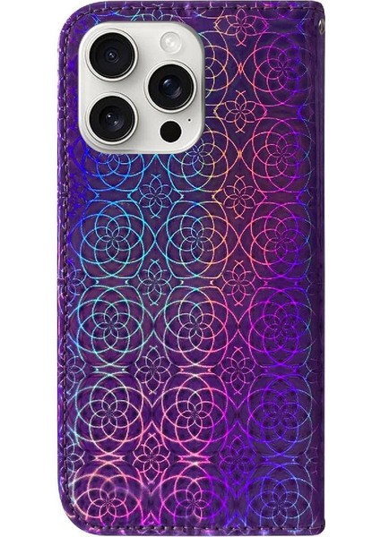 IPhone 16 Için Flip Case Pro Max Standı Tutucu Kart Yuvası Glitter Renkli (Yurt Dışından)