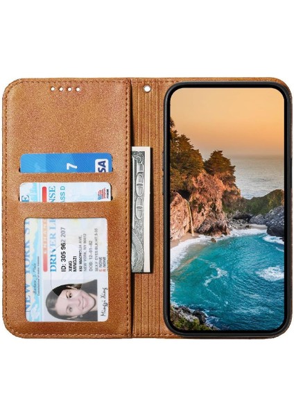 IPhone 14 Için Flip Case Pro Eşkenar Dörtgen Şekli Standı Günlük Kullanım Cüzdan El Kayışı (Yurt Dışından)