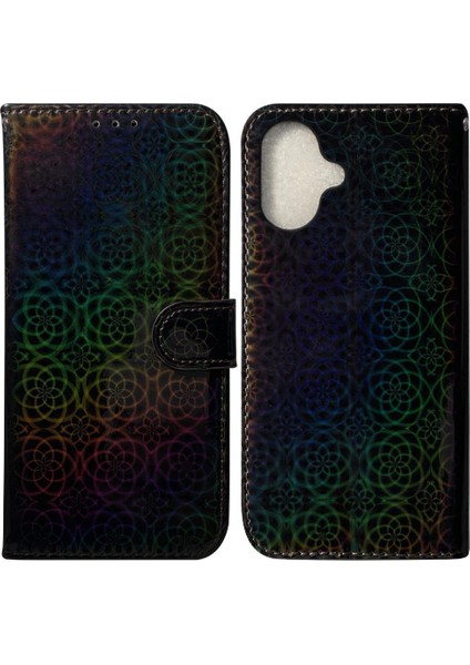 IPhone 16 Için Flip Case Cüzdan Kılıf Glitter Renkli Standı Tutucu Kart Pu (Yurt Dışından)