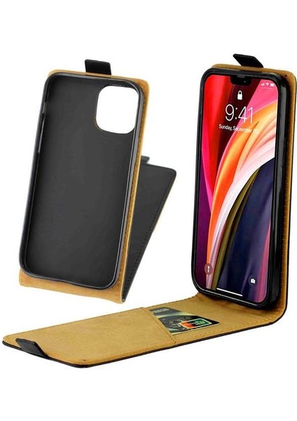 Dikey Flip Case IPhone 12 Pro Max Tpu Deri Kart Yuvası Koruyucu (Yurt Dışından)