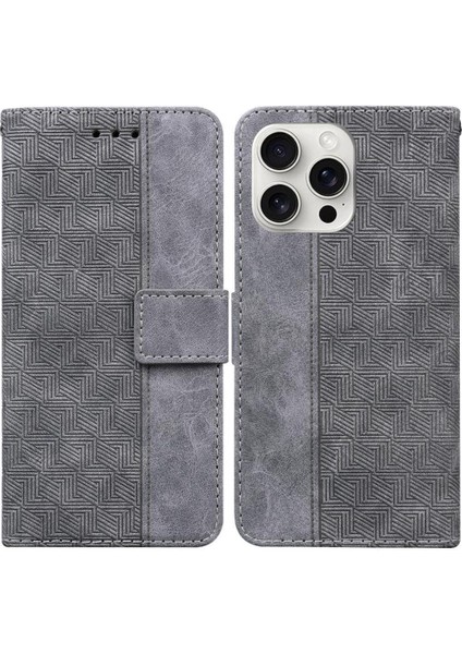 IPhone 16 Için Flip Case Pro Max Kickstand Özelliği Flip Folio Geometrik Pu (Yurt Dışından)