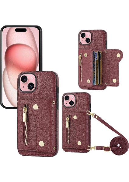 IPhone 15 Için Kılıf Hafif Kart Yuvaları Mini Sırt Çantası Büyük Kapasiteli (Yurt Dışından)