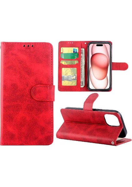 IPhone 15 Için Filp Durumda Manyetik Kapatma Kart Tutucu Pu Deri Tam (Yurt Dışından)