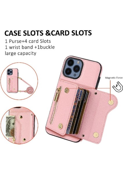 IPhone 13 Için Kılıf Pro Uzun Kayış Büyük Kapasiteli Mini Sırt Çantası Kart Yuvaları (Yurt Dışından)