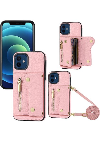 IPhone 12 Için Kılıf Pro Max Büyük Kapasiteli Uzun Kayış Kart Yuvaları Mini (Yurt Dışından)