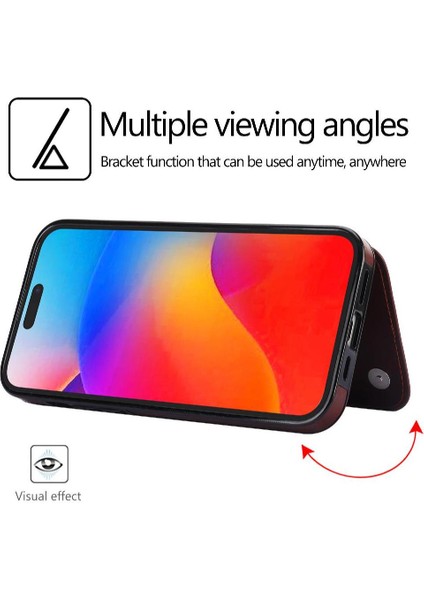 Kart Tutucu Çift Manyetik ile IPhone 15 Için Cüzdan Kılıf Pu Deri (Yurt Dışından)