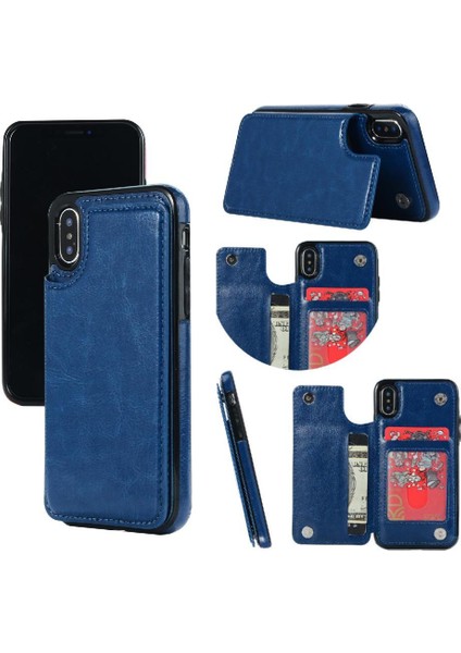 Cüzdan Kılıf IPhone X/xs Kickstand Kart Yuvaları ile Pu Deri Kart (Yurt Dışından)